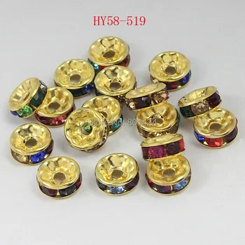100 Stk 58-519 Swar Crystal Rondelle guld Spacer Perler, 6mm& 8mm flerfarvet diy smykker at finde