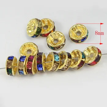 100 Stk 58-519 Swar Crystal Rondelle guld Spacer Perler, 6mm& 8mm flerfarvet diy smykker at finde