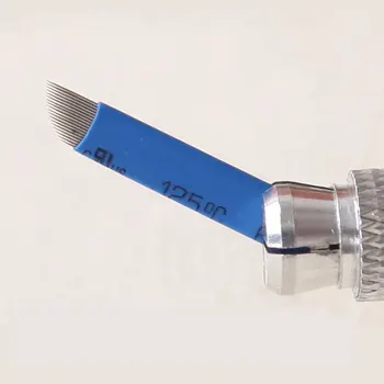 100 STK blå 13/14/16/17/18/21 Pin Makeup Manual Øjenbryn Tatovering Nåle Kniv For 3D-Broderi Microblading Tatoveringer Pen Maskine