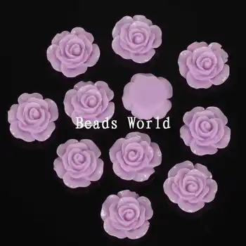 100 Stk Lilla Rose Blomst, Harpiks, Flatback Cabochonslebet Scrapbog Dekoration Sko Forskønnelse 15mm i Dia(W05997 X 1)