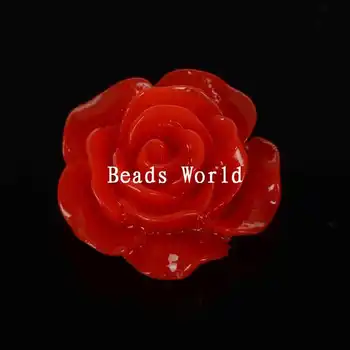 100 Stk Rød Rose Blomst, Harpiks, Flatback Cabochonslebet Scrapbog Udsmykning DIY Håndværk Forskønnelse 15mm i Dia (W05996 X 1)