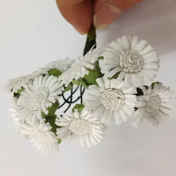 100 stk/taske Mulberry Papir Daisy Blomst bryllup Buket blomster/wire stamceller/Scrapbooking Blomst simulering solsikke blomster