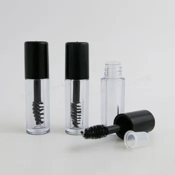 100 x 1ML Lille Tom Clear Mascara Rør Hætteglas Flaske Container med Sort Hætte til Øjenvipper Vækst Medium Mascara