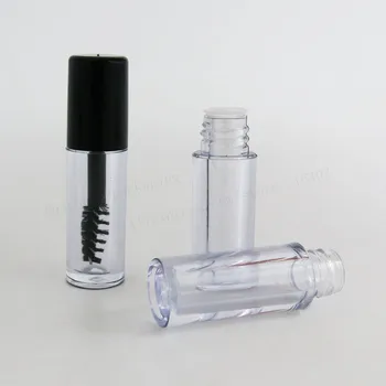100 x 1ML Lille Tom Clear Mascara Rør Hætteglas Flaske Container med Sort Hætte til Øjenvipper Vækst Medium Mascara
