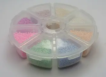 10000 Blandet Farve Ceylon Glas Frø Perler 1,5 mm (12/0) + opbevaringsboks