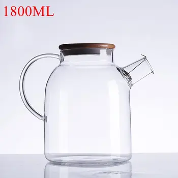 1000ml/1800ml Glas Kedel Vand Kande varmeandig Blomst Tekande Med Bambus Låg, Rustfrit Stål Filter Klar Saft Container