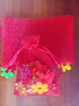 1000pcs 10*15cm Ren rød Organza gavepose smykker emballage vise tasker Snøre posen til armbånd/halskæde Garn taske