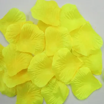 1000pcs (100pcs*10 pakker) gul dekorative kunstig Silke rosenblade