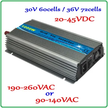 1000W 36V-72cells eller 60cells-30V Grid tie inverter 20-45VDC på AC90V-140V eller 190V-260V MPPT solar wind power grid inverter