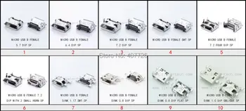 100PCS/10Models Mikro-USB-Kvindelige 5Pin Stik USB 2.0-PCB Lodning Stik, Micro USB-stik