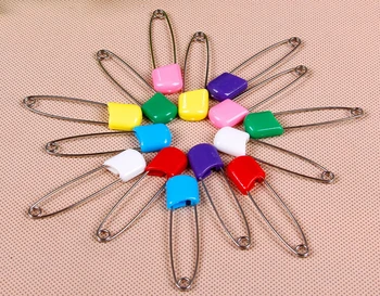 100pcs 5.5 cm /55mm stor, farvet plastik-hijab Mp-baby rustfrit stål sikkerheds-pins pins nåle gratis fragt
