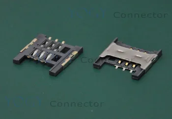 100pcs 6pin SIM-kort slot stik, størrelse 16.3*16.3 mm, passer til telefonen, tablet, Køretøj Navigation