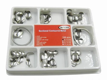 100Pcs Fuld Dental Kit Matrix-Sectional Design Metal Matricer No. 1.398 + 2 Ringe