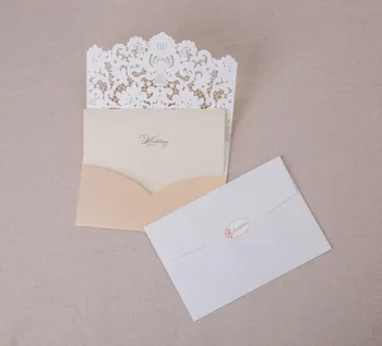 100pcs Guld Horisontale Laser Cut Bryllup Invitationer Kort Kits med Hul Flora Favoriserer Perle-Papir, Karton til Tilpasselig