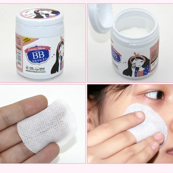 100Pcs Ikke-vævet Makeup Remover Pads Facial Cleansing Bomuld Kosmetik vådservietter dybdevirkende Tørrer Læber, Øjne, Make Up Pads