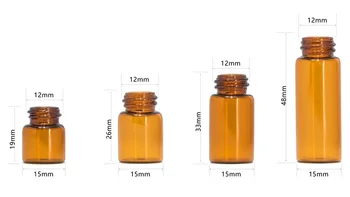 100pcs/lot 1 ml 2 ml 3ml 5ml Æterisk Olie Flasker Lille Amber & Transparent Glas Prøve Hætteglas med blænde