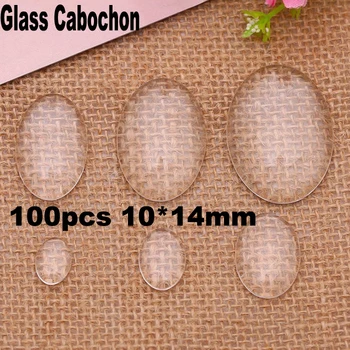 100pcs/lot 10*14mm Klart Glas Cabochons Oval Form, Fladskærms Tilbage Hvælvet Loft Dækker For Vedhæng Fotos
