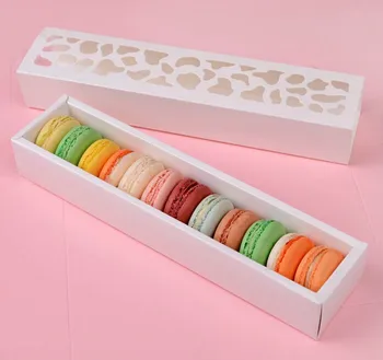 100pcs Luksus Hvide Lange Hule Macaron Max Cupcake Container Chokolade Kassen Bagning Pakke cookie boksen wa3533
