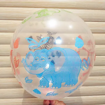 100pcs/masse 12-tommer Gennemsigtige dyreprint Ballon Happy Birthday Party Ballon Børns legetøj Ballon Gennemsigtig Farve Dyr