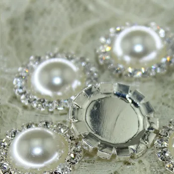 100pcs/masse 18mm HOT SALG Smukke elfenben Rhinestone perle-Knappen,Bryllup kjole hår dekoration af høj kvalitet og rimelig pris