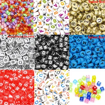 100Pcs/masse 6mm Akryl Letter Perler til ewelry Gør DIY Tilbehør Spacer Perler