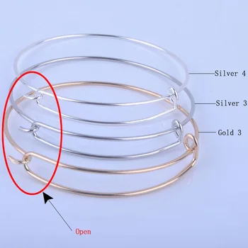 (100pcs/masse)Hot Salg Metaller Guld Og Sølv Forgyldt DIY Armbånd Til Perler Eller Charms Justerbar Udvides Wire Armbånd, Armringe