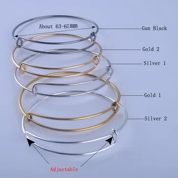 (100pcs/masse)Hot Salg Metaller Guld Og Sølv Forgyldt DIY Armbånd Til Perler Eller Charms Justerbar Udvides Wire Armbånd, Armringe
