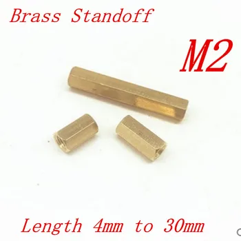 100pcs/masse M2*L-2 mm Messing Bøsninger Spacer kvindelige Kvindelige M2 Messing Gevind Spacer hex spacer længde 4 mm til 60 mm