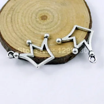 100pcs/masse Metal Zink Legering Sølv Tone Crown Charme Vedhæng Til Halskæde DIY Smykker at Gøre Tilbehør 19x15mm (K01014)