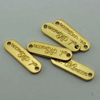 (100pcs/masse) shiny gyldne galvanisering lille lille metal tags, etiketter med tilpassede indgraveret navn for tøj til kvinder