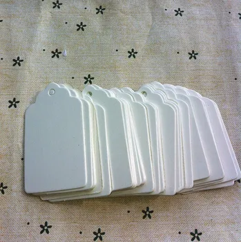 100pcs Papir Gave-Tags Kort Hvid Kammusling Festival Bryllup Dekoration Tag Blank Mini Bagage Emballage til Fødevarer Etiket 5*3cm