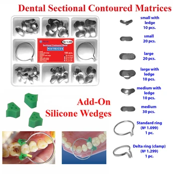 100Pcs/Set Dental Sectional Design Matricer Matrix Ring Delta+40Pcs Add-On Kile