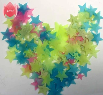 100Pcs Stjerne og Måne til Lagring af Energi Lysstofrør lyser I Mørke Jul Kids Soveværelse Wall Stickers Baby Værelser boligindretning
