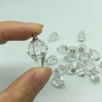 100pieces 19.2*13,8 mm Transparent-formede glas vail halskæde vedhæng Crystal parfume olie flaske navn på ris kunst charms