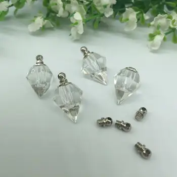 100pieces 19.2*13,8 mm Transparent-formede glas vail halskæde vedhæng Crystal parfume olie flaske navn på ris kunst charms