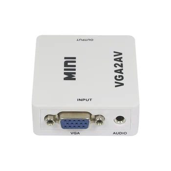 1080P Mini VGA-til-RCA AV-Konverter med 3,5 mm Audio VGA2AV/CVBS+Audio Konverter til HDTV-PC