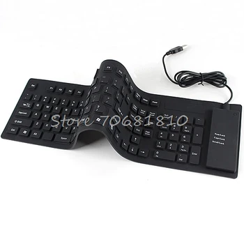 109 Nøgler USB-Silikone Gummi-Vandtæt Fleksibel Sammenklappelig Tastatur Til PC Black Drop Shipping