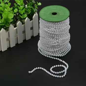 10m af 4mm Imiteret Plastic Runde Perle Perler Bryllup Dekoration string Part Forsyninger til Brudens Buket Tilbehør