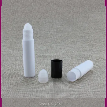 10ML Hvid Plast Roll on Flaske med Glas Perle Metal Stål Perle, øjencreme flaske, Kosmetik Prøve Emballage,50 Stykker/Masse