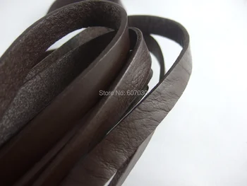 10mm flad læder snor 2 Meter Mørk Brun 10mm Flad Læder Snor , 10x2mm fladskærms ægte læder snor til armbånd