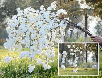 10p Kunstige Cherry Blossom Gren Blomst Væg Hængende Sakura 150cm til Bryllup Centerpieces Kunstige Dekorative Blomster