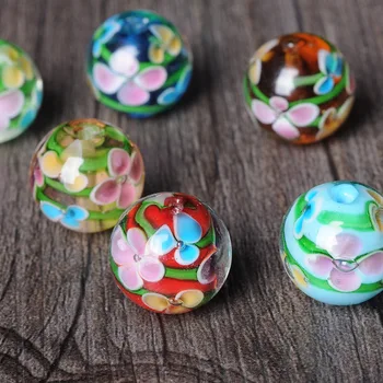 10pc 14mm Blomme glasperler, spredt perler Japansk glas-perle-halskæde-armbånd-diy tilbehør engros perler
