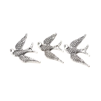 10pc/masse 25mm x 17mm Fugl Charms Antik Sølv Tone for lucky charms armbånd & halskæde diy smykker tilbehør gør