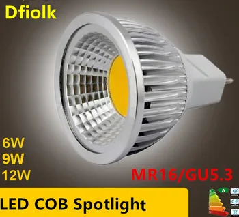 10PCSNew High Power Lampada Led MR16 GU5.3 COB 6w 9w 12w Dæmpbar Cob Spotlight Varm og kold Hvid HR. 16 12V Pære Lampe GU 5.3 220V