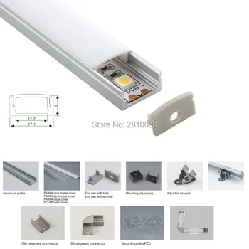 10Sets/Masse Aluminium LED køleprofil i aluminium led profil 1m til led strip 5050 Eller U type Led aluminium profil til forsænket væg