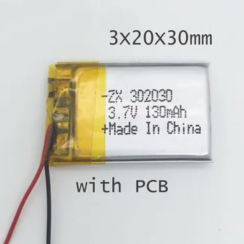 10stk 302030 lithium-polymer-lipo-batteri 3,7 V genopladeligt li-ion celle 130mah for digital bluetooth-enhed med PCB beskyttet