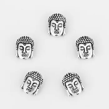 10stk Antik Sølv Højtidelighed Buddha Charms Perler Skyder Spacer For 11*2,5 mm Flad Læder Snor
