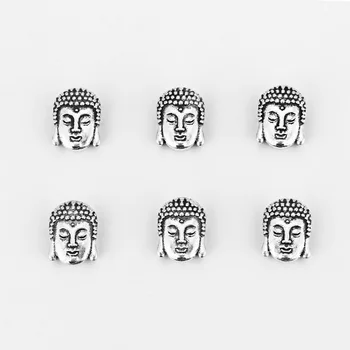 10stk Antik Sølv Højtidelighed Buddha Charms Perler Skyder Spacer For 11*2,5 mm Flad Læder Snor