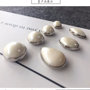 10stk Beige Efterligning pearl Knapper plast flatback knappen For Tøj dekoration syning, håndværk scrapbog tilbehør