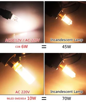 10stk Dæmpbar COB G4 LED Pære 6W 10W AC 220V ACDC 12V LED-Lampe Crystal LED-Lys Lampadine Lampara Ampul LED Pære G4 Zarovka